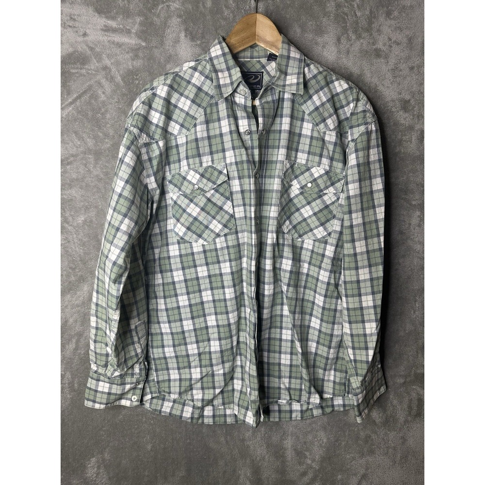 Roper Shirt Mens Medium Blue Plaid Rodeo Western Cowboy Yoke Pearl Snap